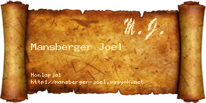 Mansberger Joel névjegykártya